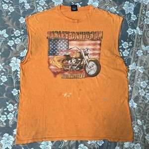 Vintage Harley Davidson Cutoff T Shirt Portland, OR Thrashed Distressed